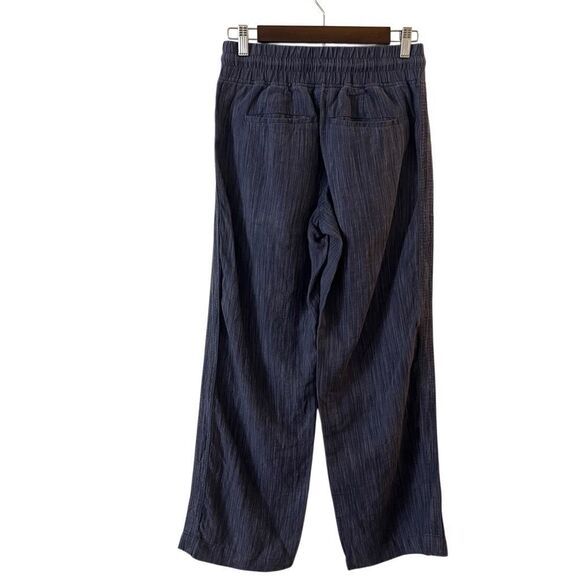 Athleta Women's Cabo Linen Textured Wide Leg Blue Stripe Pull On Pants Blue 0 - Picture 9 of 14
